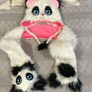 Justice Fur Panda Critter Hat & Scarf Set